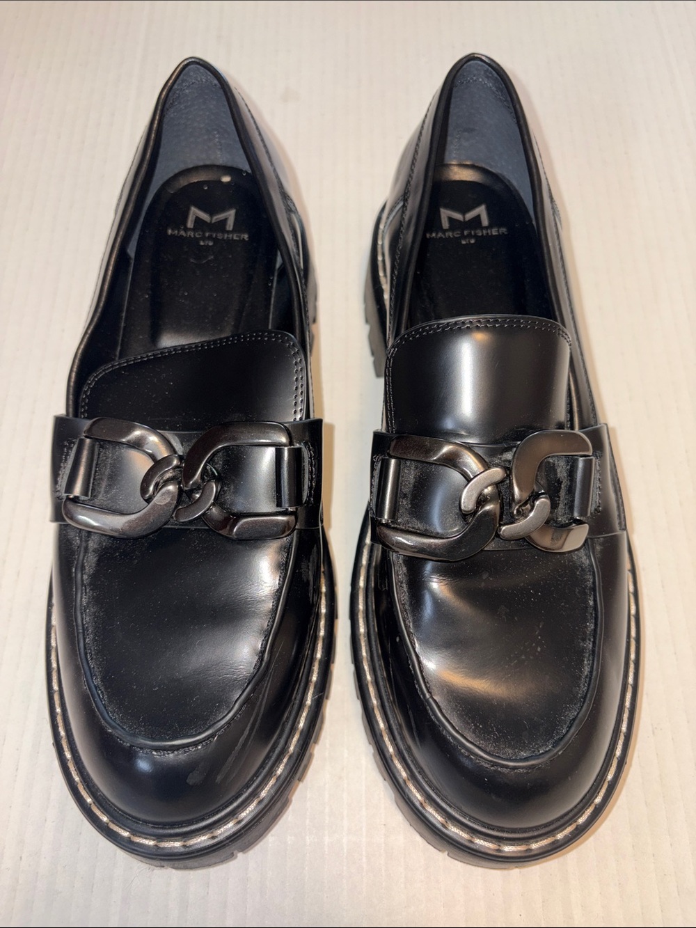Marc Fisher black lug heel loafer size 8.5
